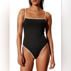 NWOT & Other Stories Black Ribbed One Piece Swimsuit